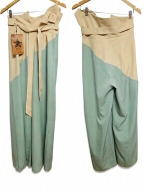 Julia Allert Belted High Waist Wide Leg Trousers Medium NWT